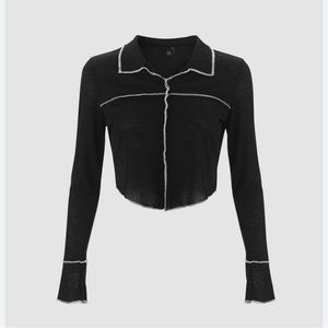 Cider cropped vintage top with contrast seams